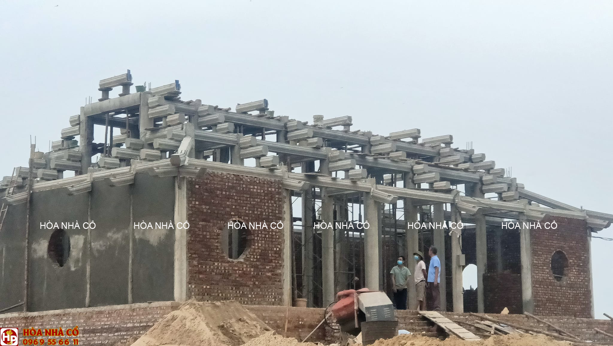 Bê tông giả gỗ-Chuẩn bị ngày đặt nóc nhà tổ tại Thái Nguyên